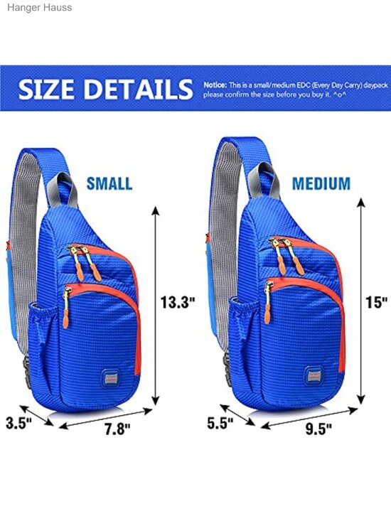 Unisex Sling Backpack Water Resistant Nylon Chest Crossbody Daypack